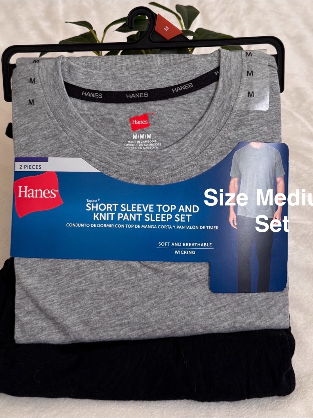 Hanes Men's ComfortSoft Jersey Short Sleeve Crew and Pant Sleep Set, 2-Piece, M
